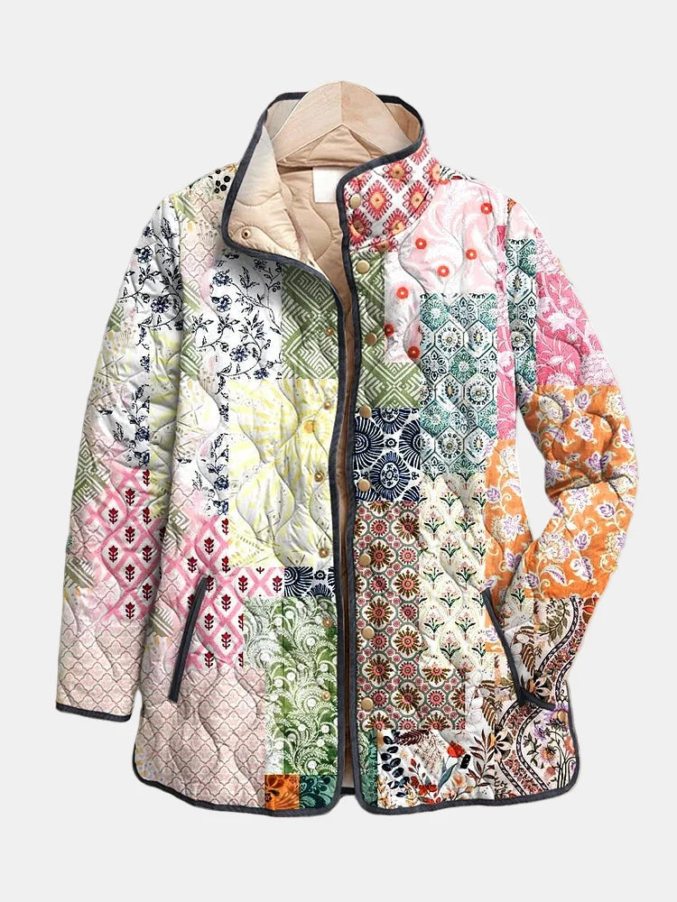 SURI | Casual Floral Print Quilted Jacket