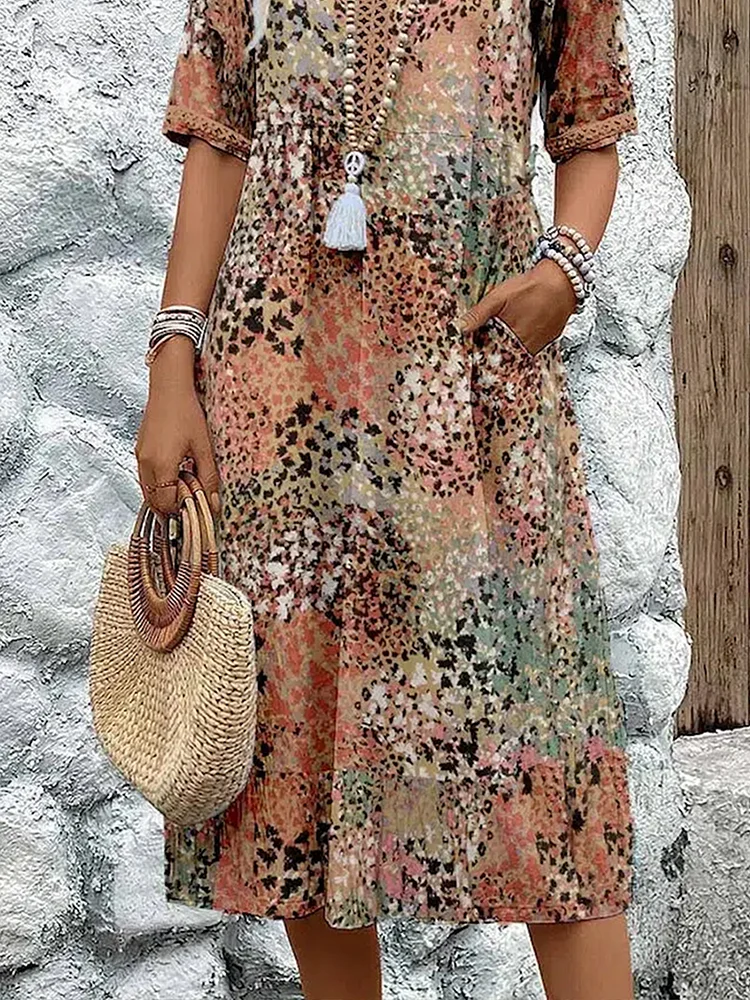 Arabella | Vibrant Pattern Midi Dress
