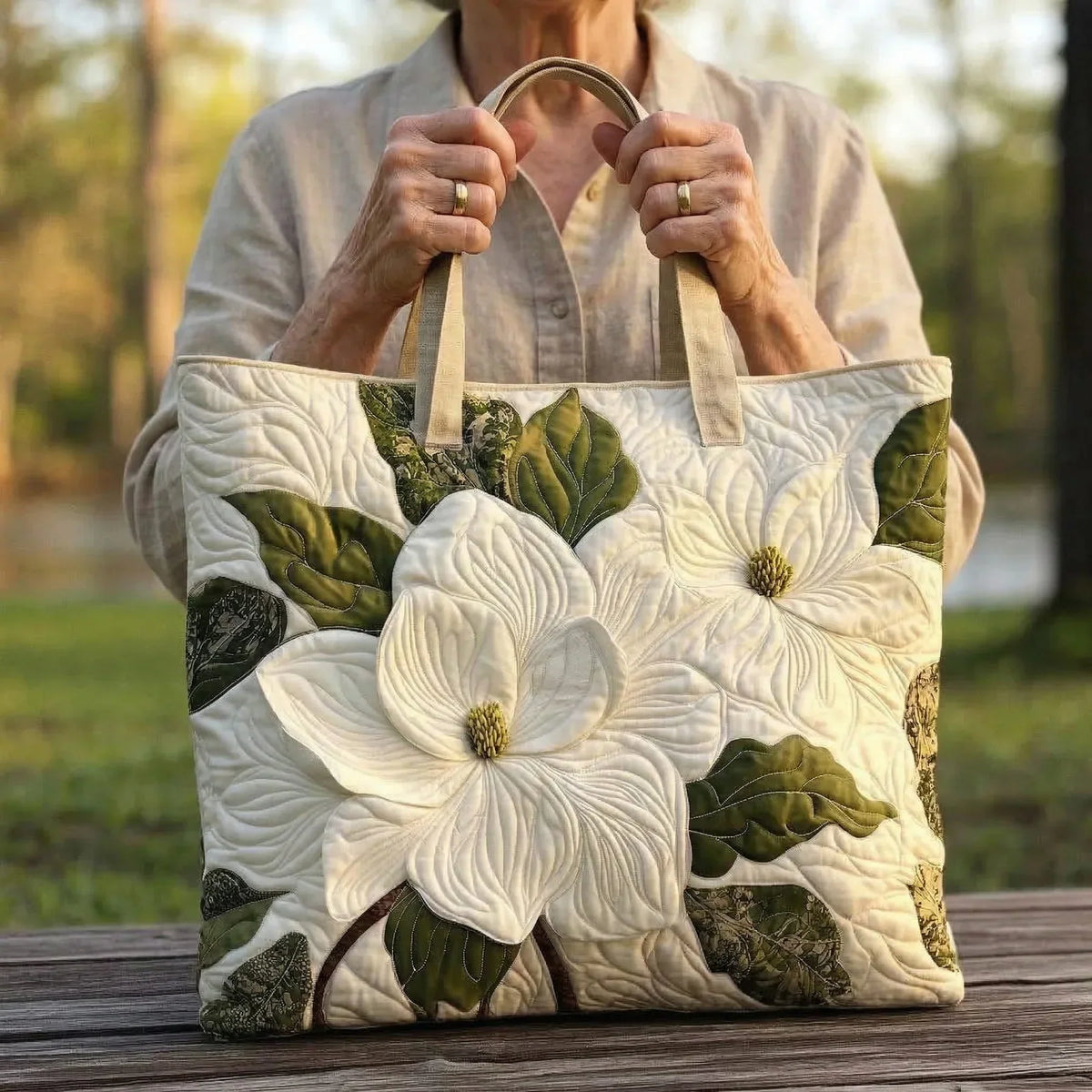 HANDMADE BAG - WHITE FLOWER
