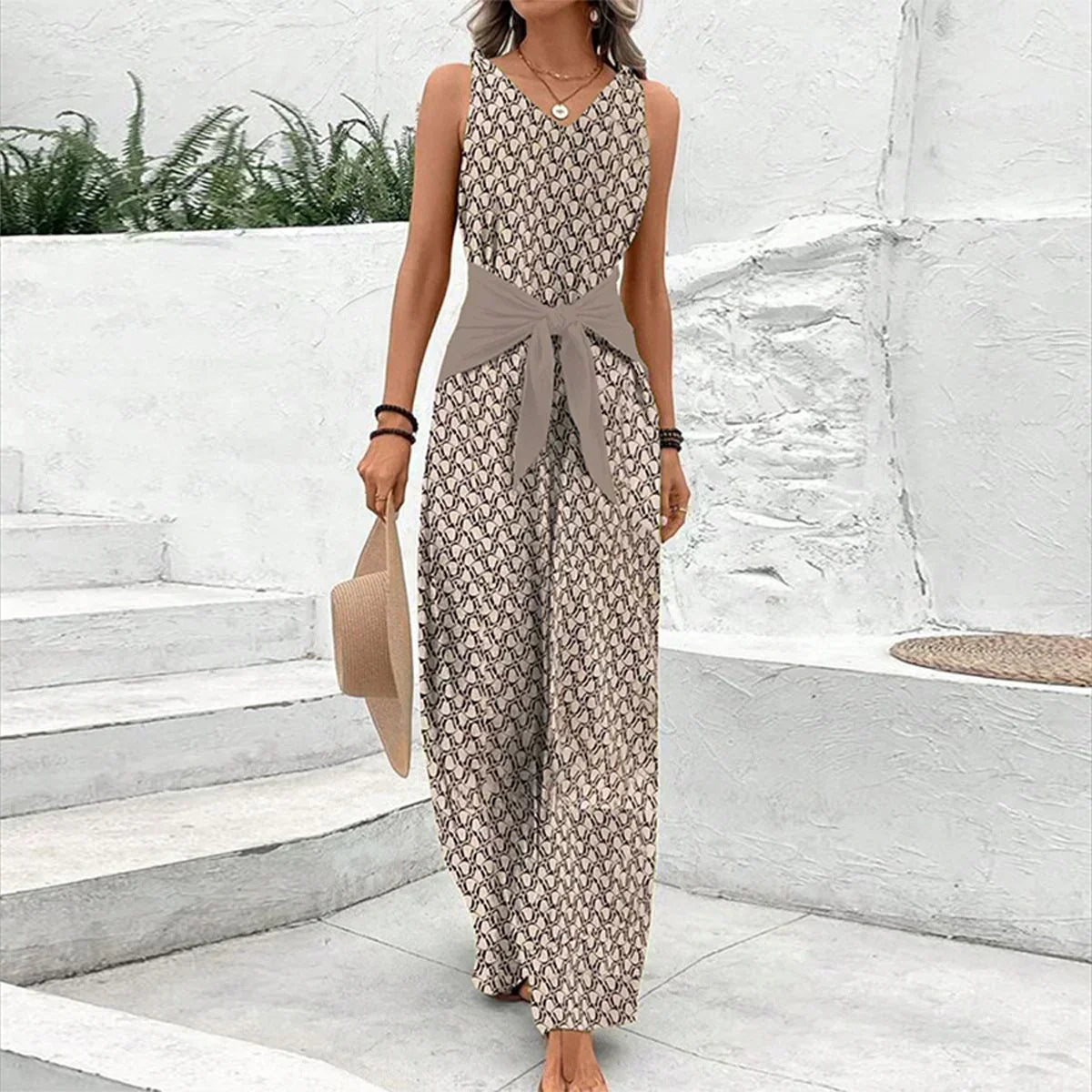 Delilah | Sleeveless Tie-Waist Jumpsuit