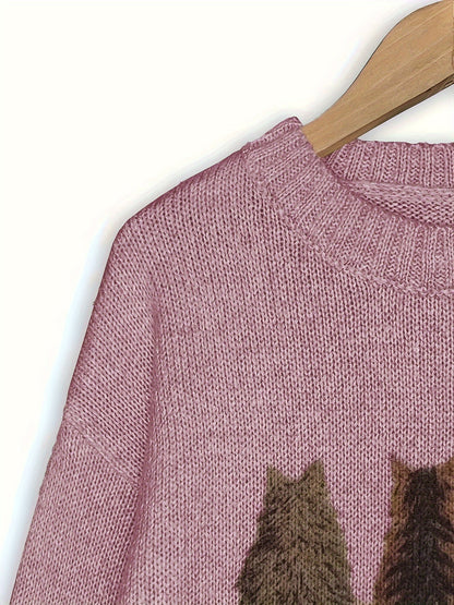 Talia | Cosy Cat-Print Jumper