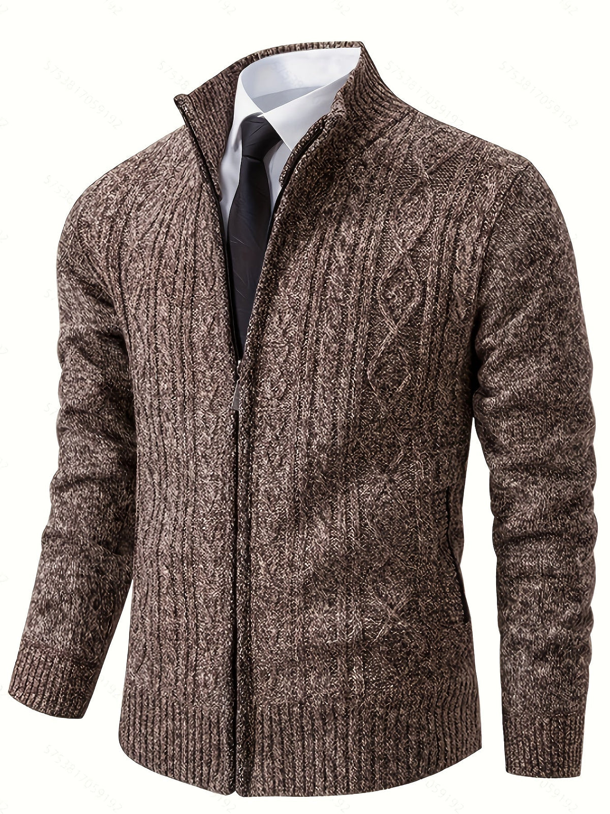 Edmund | Textured Stand-Collar Zip Cardigan