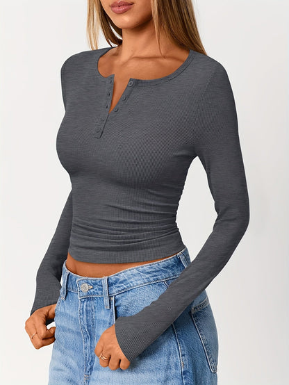 Brynn | Fitted Button Henley Top