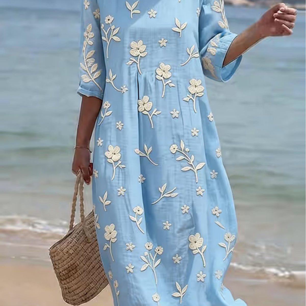 Maxine | Printed Round-Neck Midi Dress