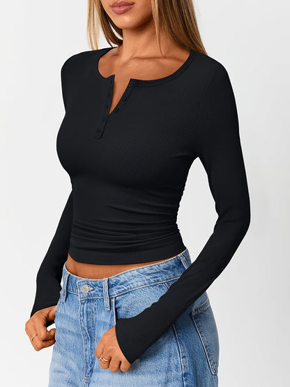 Brynn | Fitted Button Henley Top