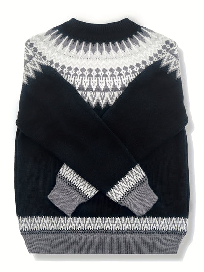 Sylvia | Chunky Jacquard Round Neck Sweater