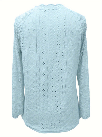 Rosetta | Lace-Sleeve Tie-Neck Top