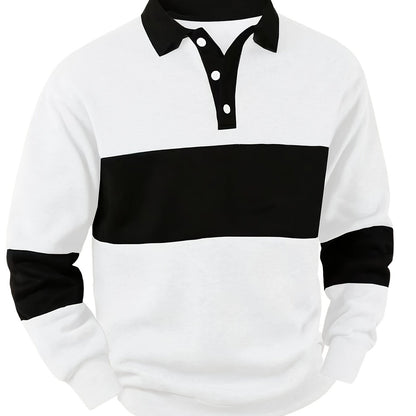 Nolan | Colour-Block Long Sleeve Polo Shirt