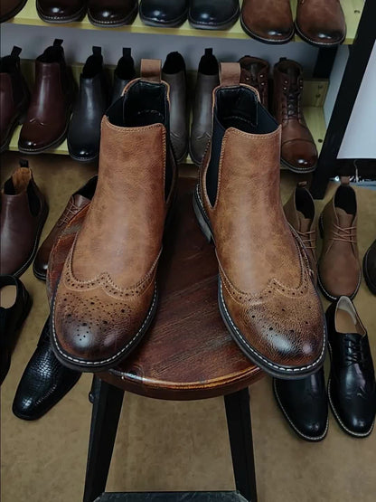 Reginald | Refined Brogue Chelsea Boots