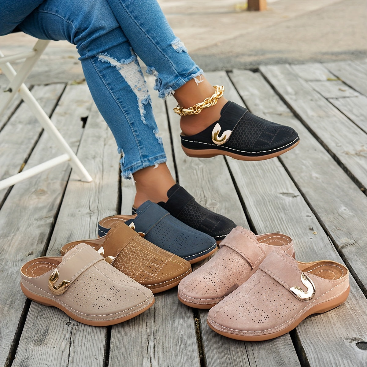 Loretta | Cushioned Wedge Clogs