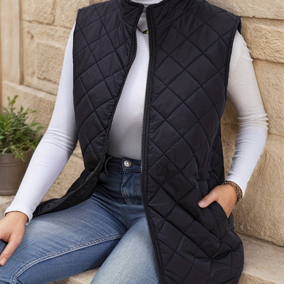 Corinne | Diamond-Quilted Longline Gilet