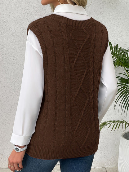 Colleen | Cable-Knit V-Neck Sweater Vest