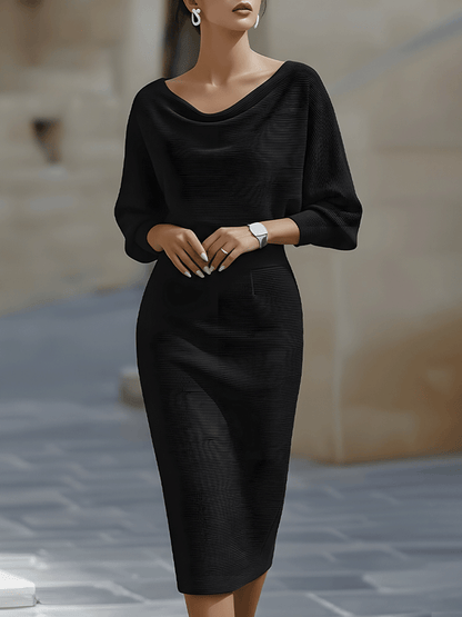 Liora | Elegant Draped Batwing Midi Dress