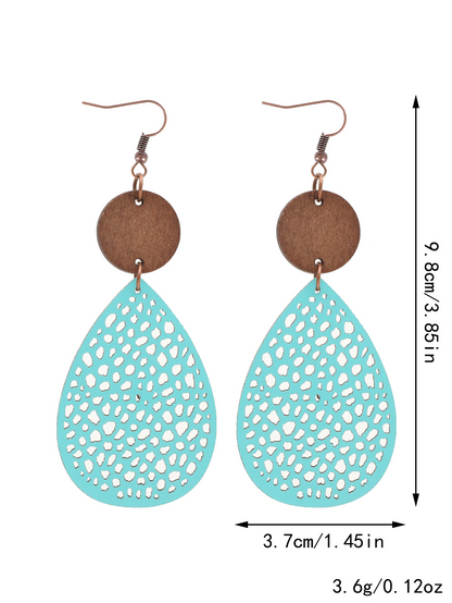 Vintage Style Hollow-Out PU Leather Drop Earrings,
