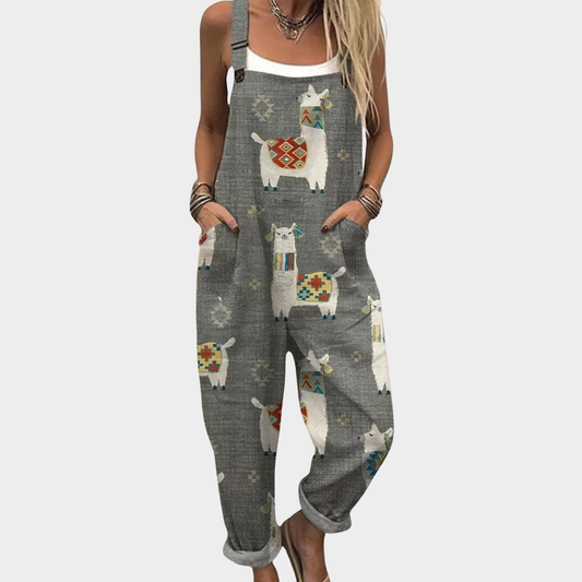 Irene | Comfortable Gray Art Jumpsuit