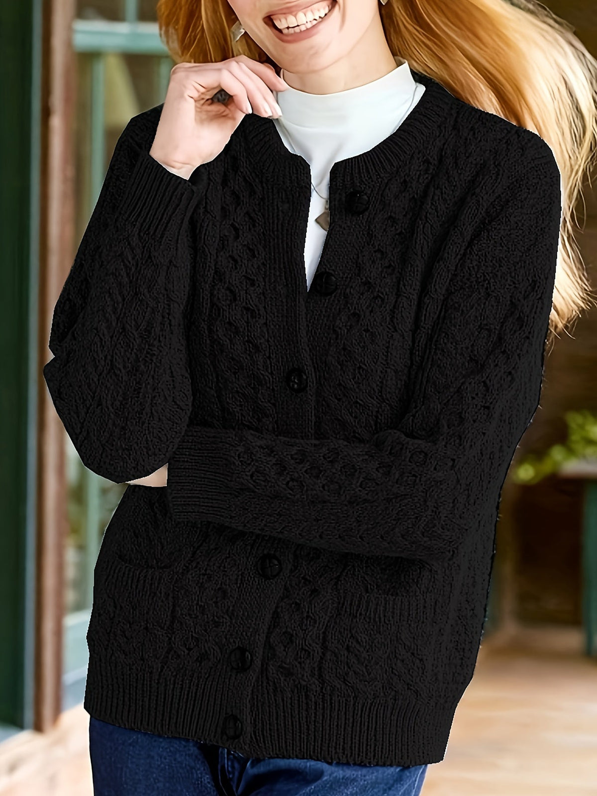 Winifred | Textured Button-Front Cardigan