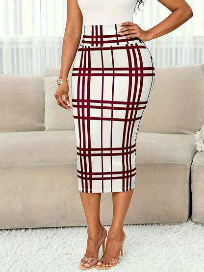 Margaret | Tailored Check Midi Skirt