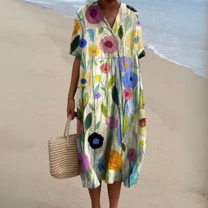 Nathalie | Stylish Multicolour V-Neck Dress