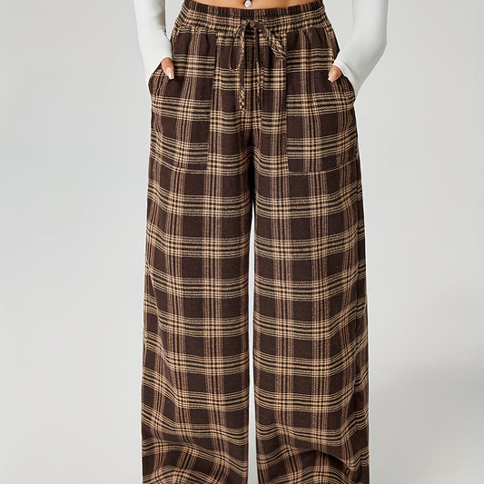 Bonnie | Checked Wide-Leg Trousers