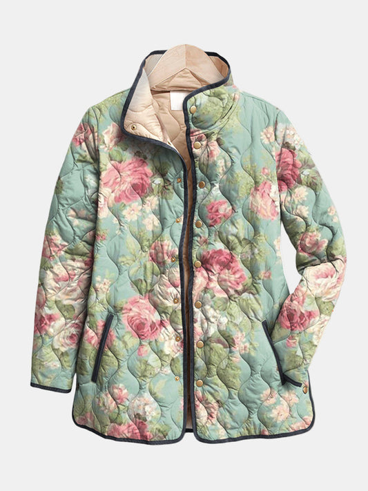 CARYS | Quilted Jacket with Retro Floral Pattern