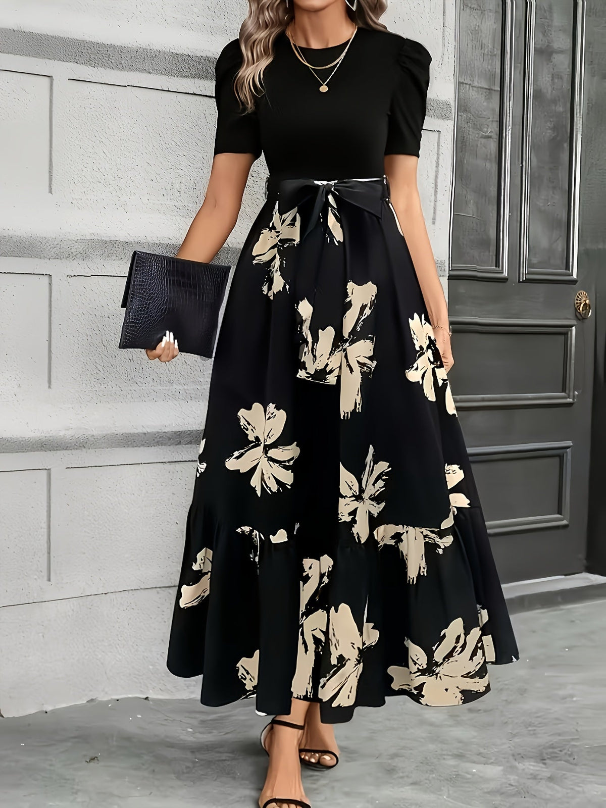 Ophelia | Floral Puff-Sleeve Maxi Dress