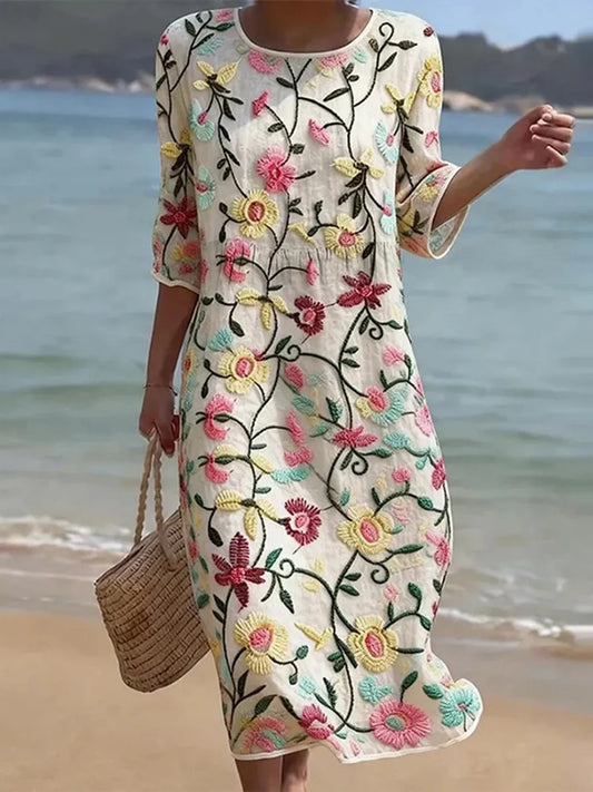 Rebecca | Floral Pattern Midi Dress