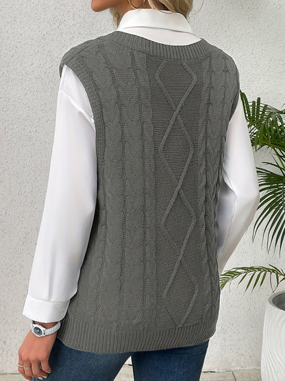 Colleen | Cable-Knit V-Neck Sweater Vest
