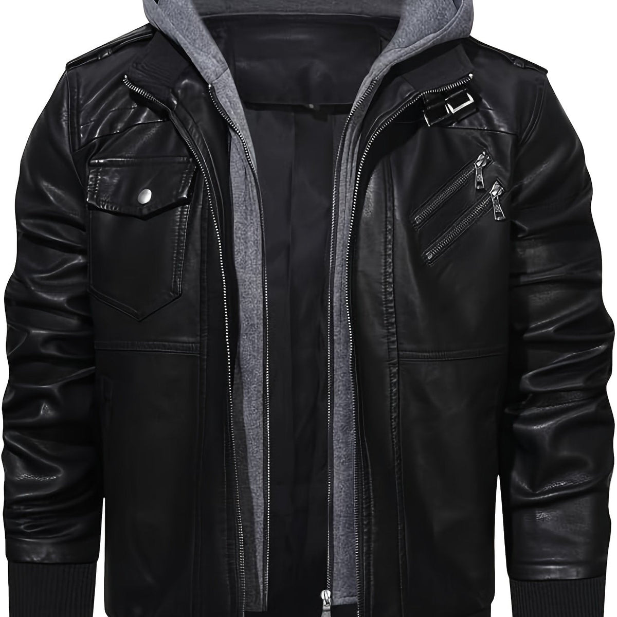 Donovan | Layered Hooded Moto Jacket
