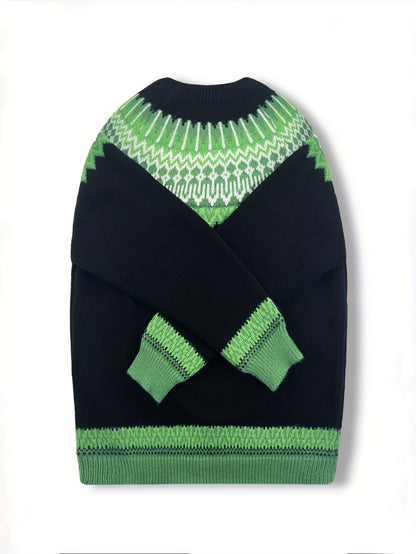 Sylvia | Chunky Jacquard Round Neck Sweater