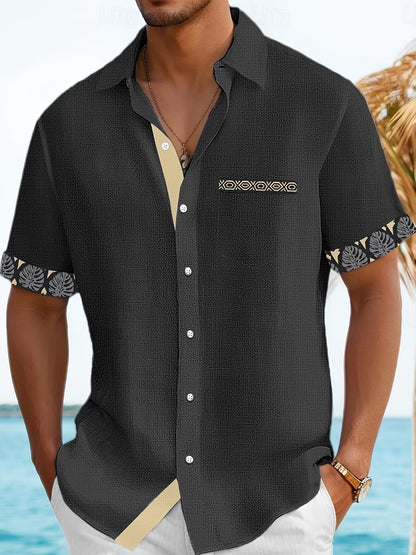 Dougie | Casual Patchwork Lapel Short Sleeve Shirt