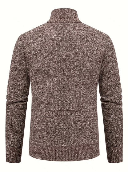 Edmund | Textured Stand-Collar Zip Cardigan