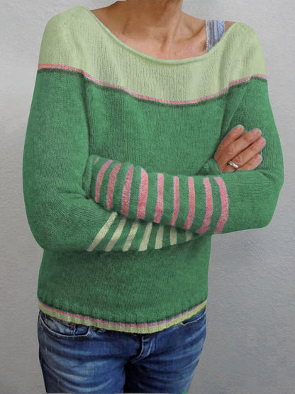 Annika | Colour-Block Boat Neck Sweater