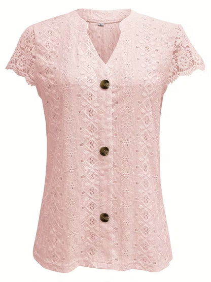Debbie | Elegant Button V-Neck Shirt