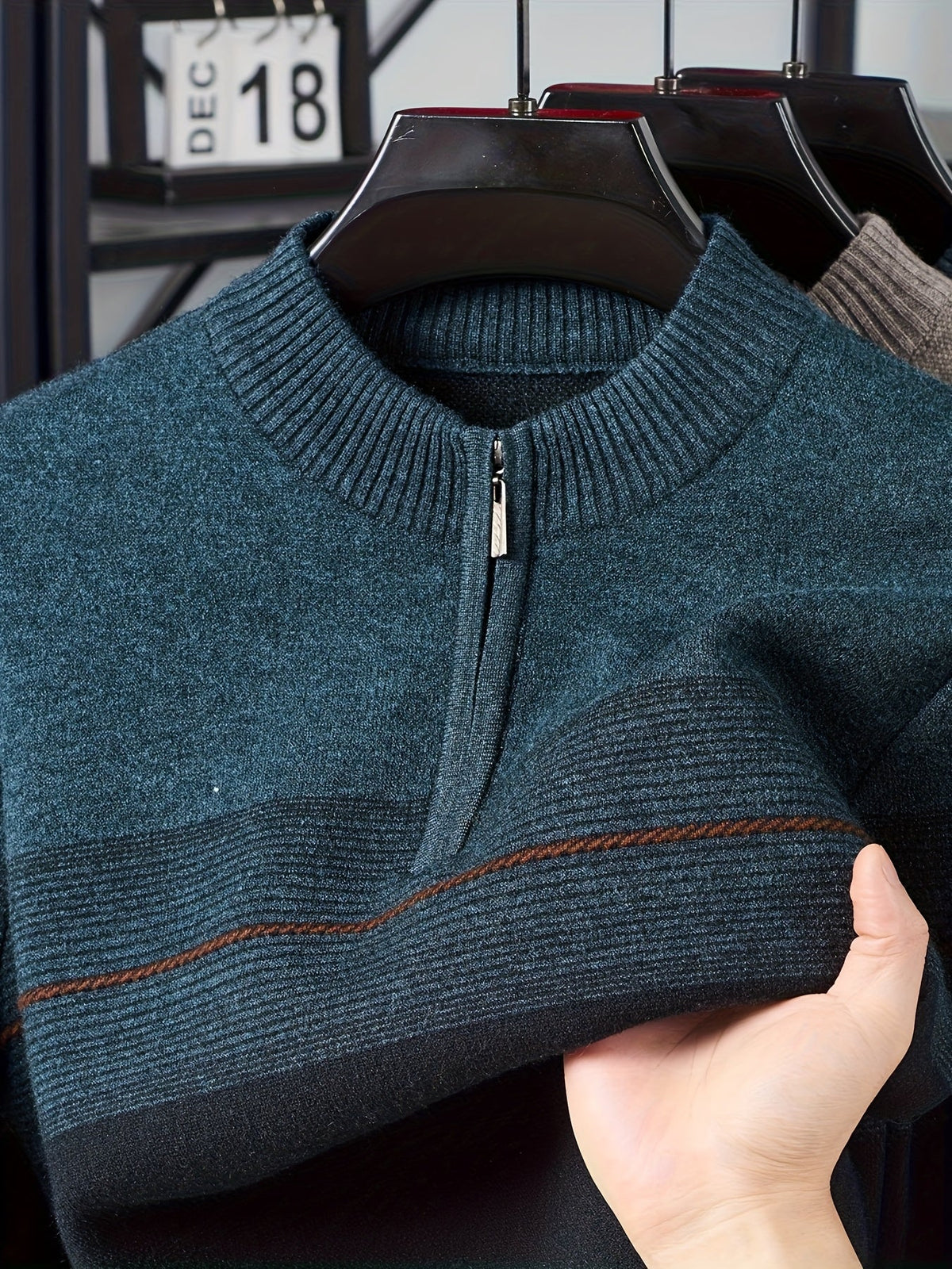 Ambrose | Half-Zip Striped Sweater