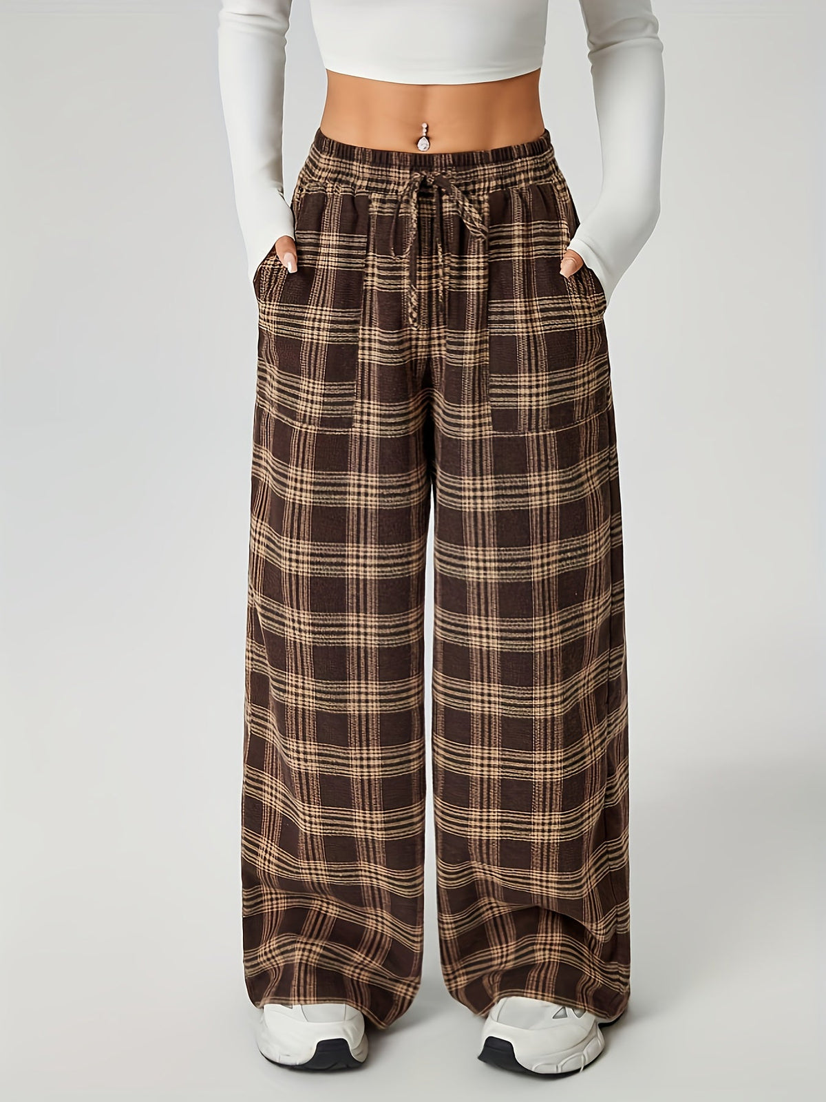 Bonnie | Checked Wide-Leg Trousers
