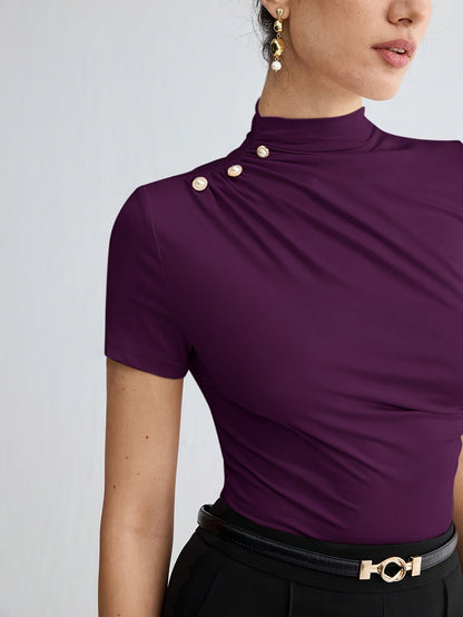 Hazel | Fitted Mock-Neck Top