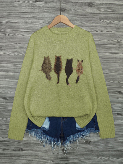 Talia | Cosy Cat-Print Jumper