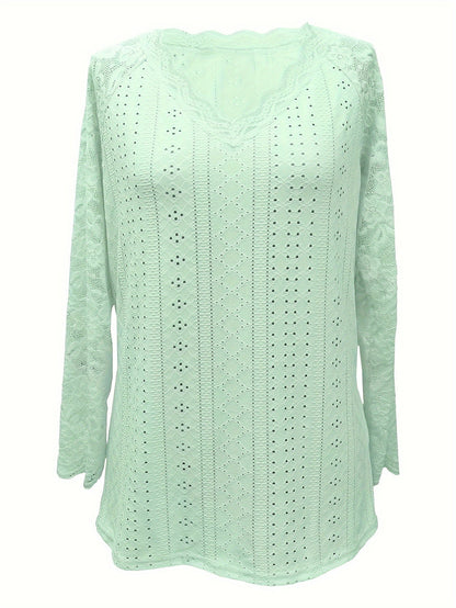 Rosetta | Lace-Sleeve Tie-Neck Top