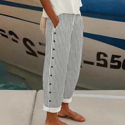 REA | COMFORTABLE STRIPED CASUAL PANTS