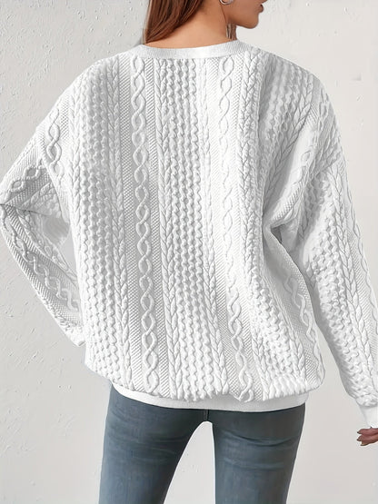 Maisie | Cable-Textured Crewneck Sweatshirt