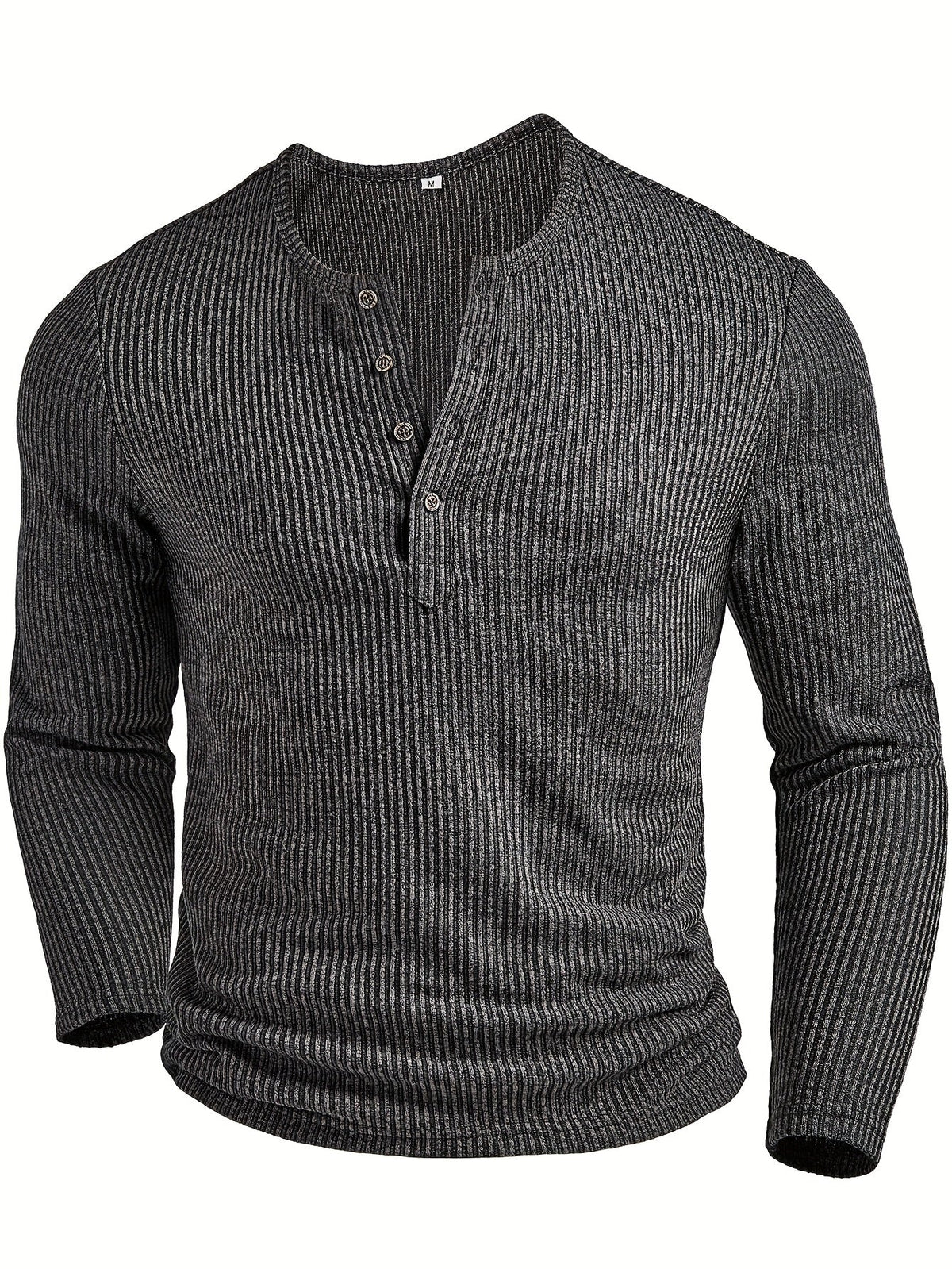 Malcolm | Ribbed Long-Sleeve Henley Shirt