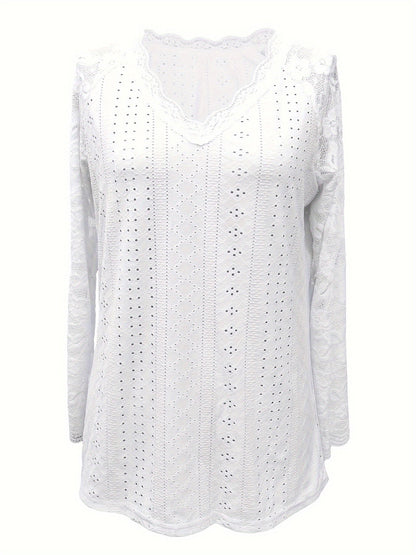Rosetta | Lace-Sleeve Tie-Neck Top