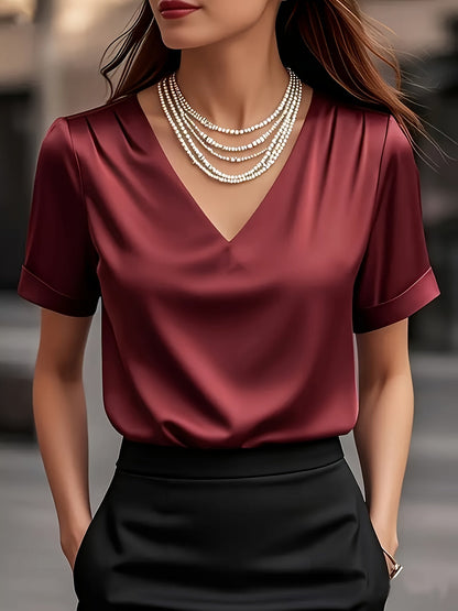 Katherine | Draped V-Neck Blouse