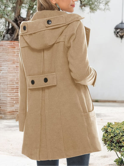 Georgina | Hooded Double-Breasted Mid-Length Coat
