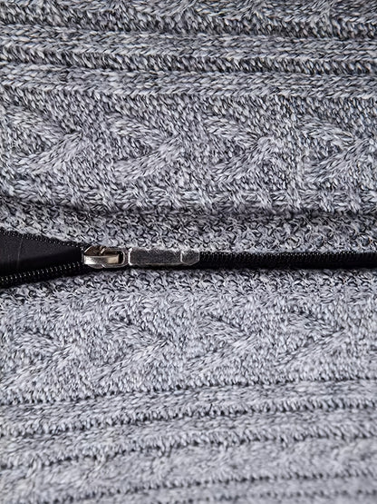 Edmund | Textured Stand-Collar Zip Cardigan
