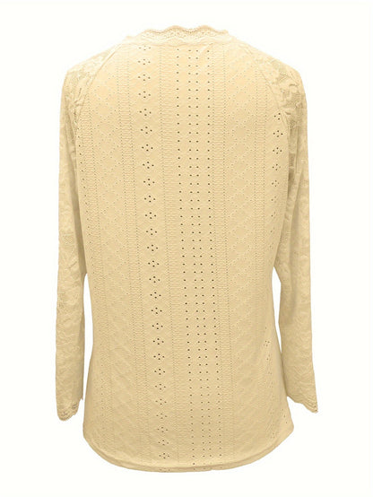 Rosetta | Lace-Sleeve Tie-Neck Top