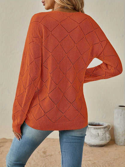 Bernice | Openwork V-Neck Sweater