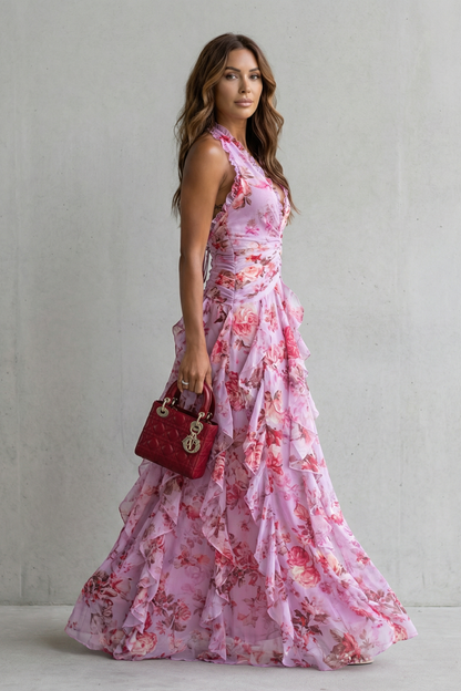 Delilah | Elegant Sleeveless Halter Maxi Dress