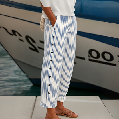 REA | COMFORTABLE STRIPED CASUAL PANTS