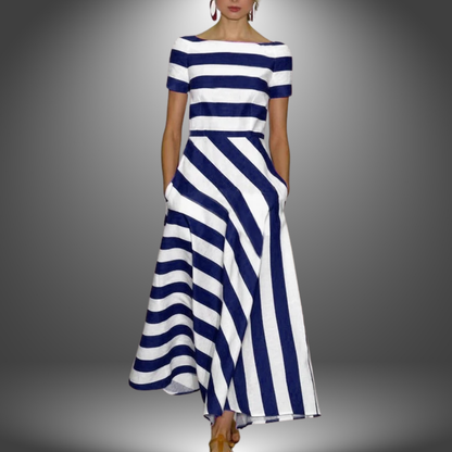 Olivia | Classic Sleeveless Striped Maxi Dress